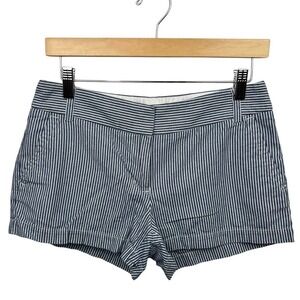 NEW J.Crew Railroad-Stripe Size 4 Chambray Blue White Shorts Striped City Fit